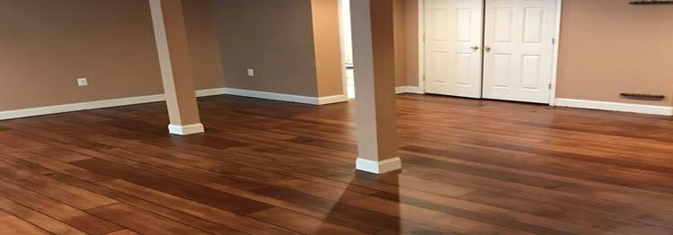 This image shows a floor that has a wood stain coating.