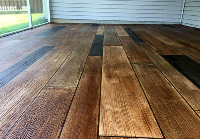 This image shows a floor that has a wood stain coating.