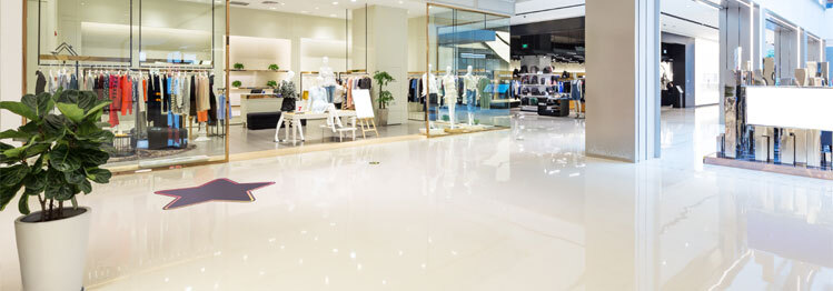 Epoxy Flooring Contractors This image shows retails stores that has an epoxy floor.